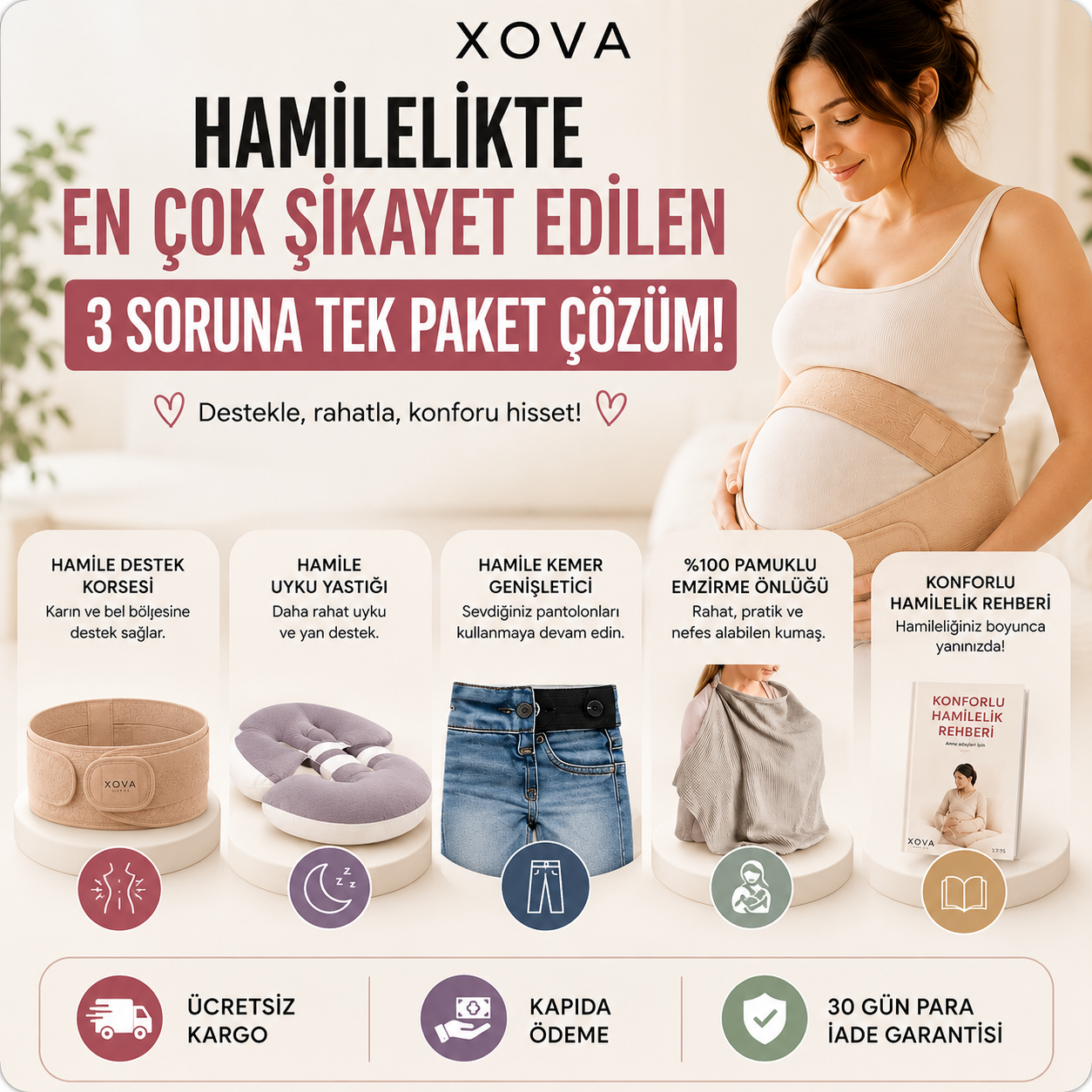 XOVA Anne Destek Korsesi | Hamilelikte Gün Boyu Rahat Hareket Edin